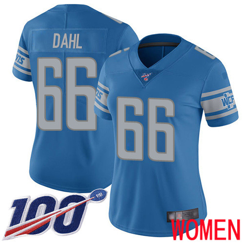 Detroit Lions Limited Blue Women Joe Dahl Home Jersey NFL Football 66 100th Season Vapor Untouchable
